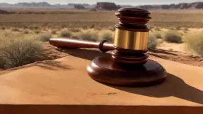a gavel resting on a table with the backdrop of the arizona desert, symbolizing the judicial system within the state's unique environment.
